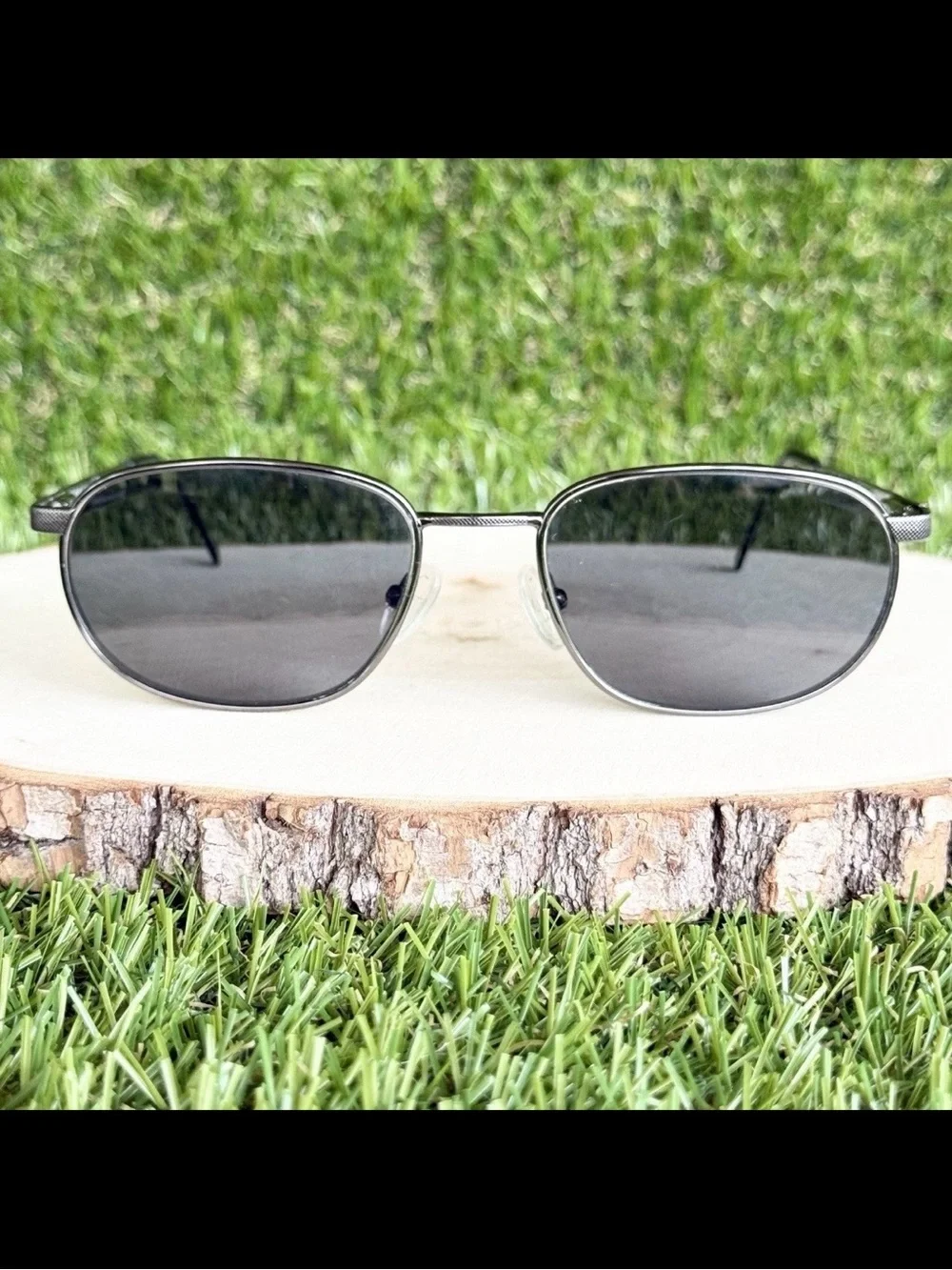 Vintage Yves Saint Laurent YSL 4147-T Y3002 Gunmetal Oval Sunglasses Frame Only